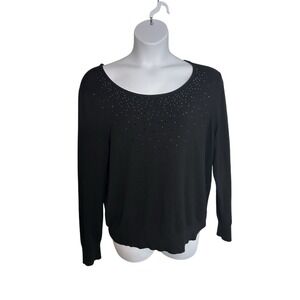 George Women's Rhinestones Pullover Black Sweatshirt‎ Sz 2X Formal Office Work